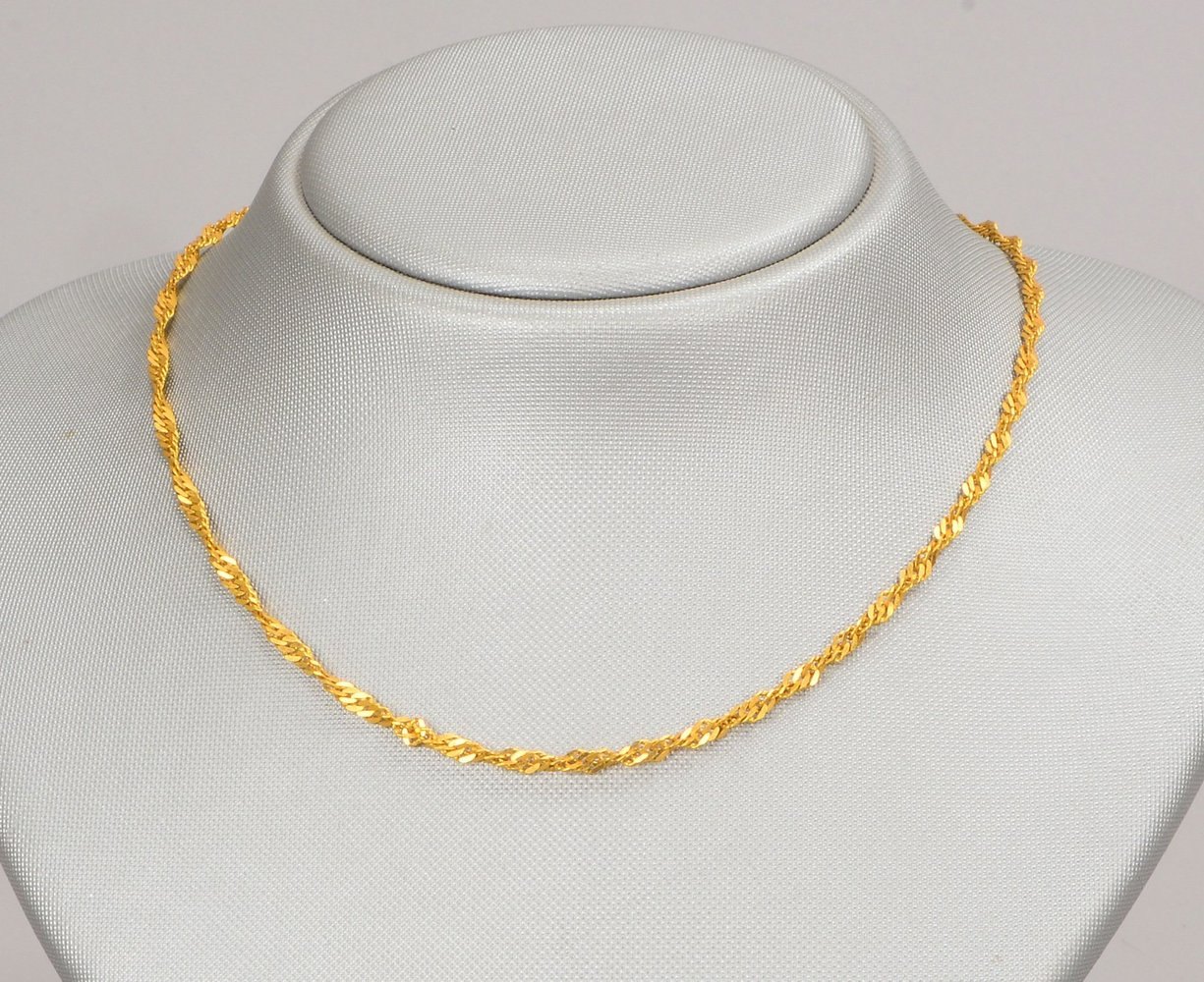Halskette, 22 kt Gold (gest.), flache Panzerkette/gedreht, Karabinerschließe