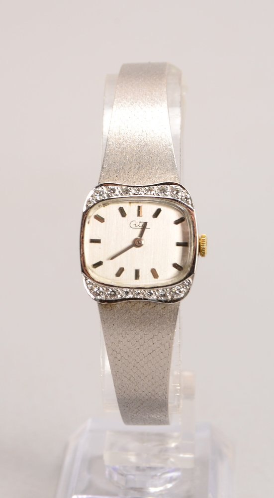 DAU Cito, 750 WG-Gehäuse/Armband, mit Handaufzug, Diamantbesatz - läuft an