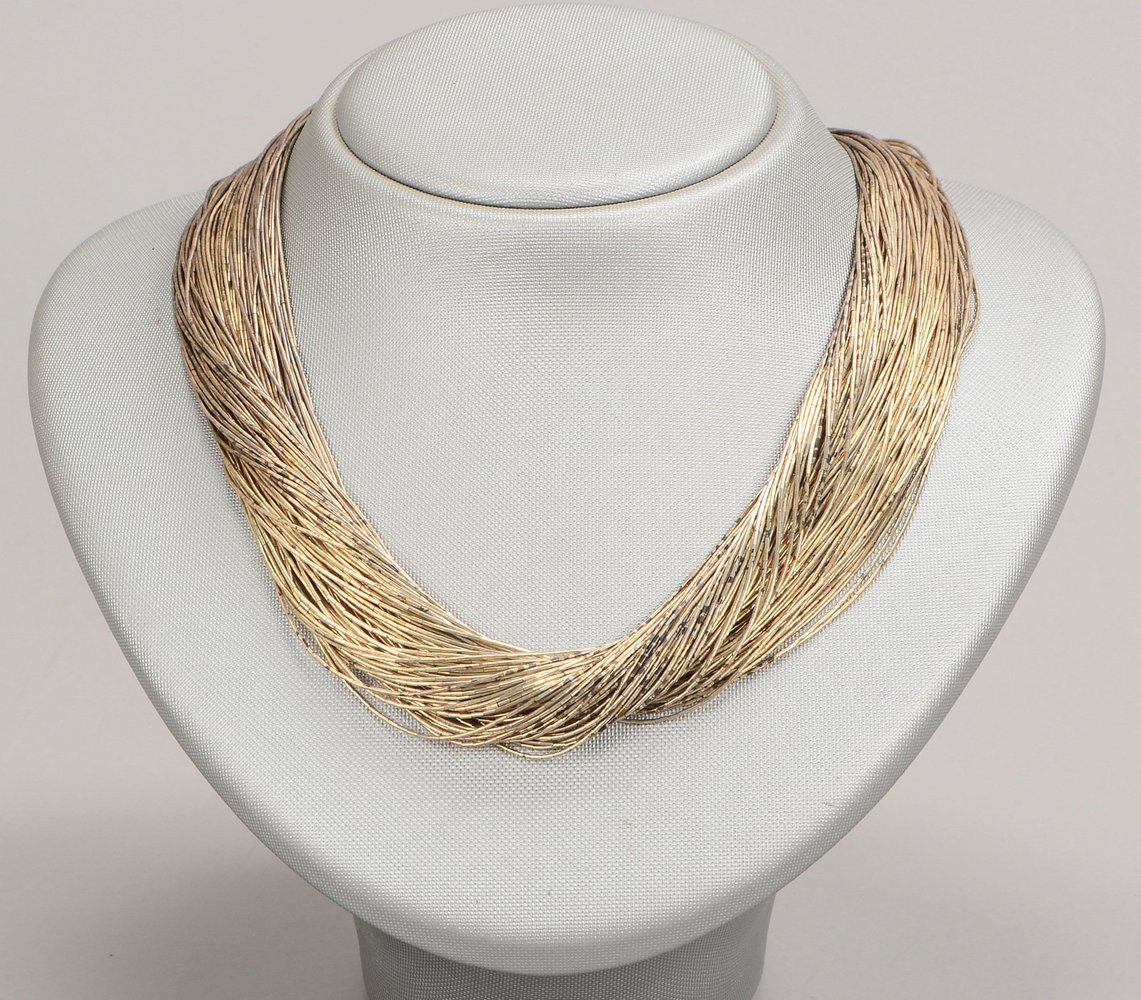 Collier, 925 Sterlingsilber, mehrstr., Karabinerschließe; Länge 60 cm, Gew. 114 g