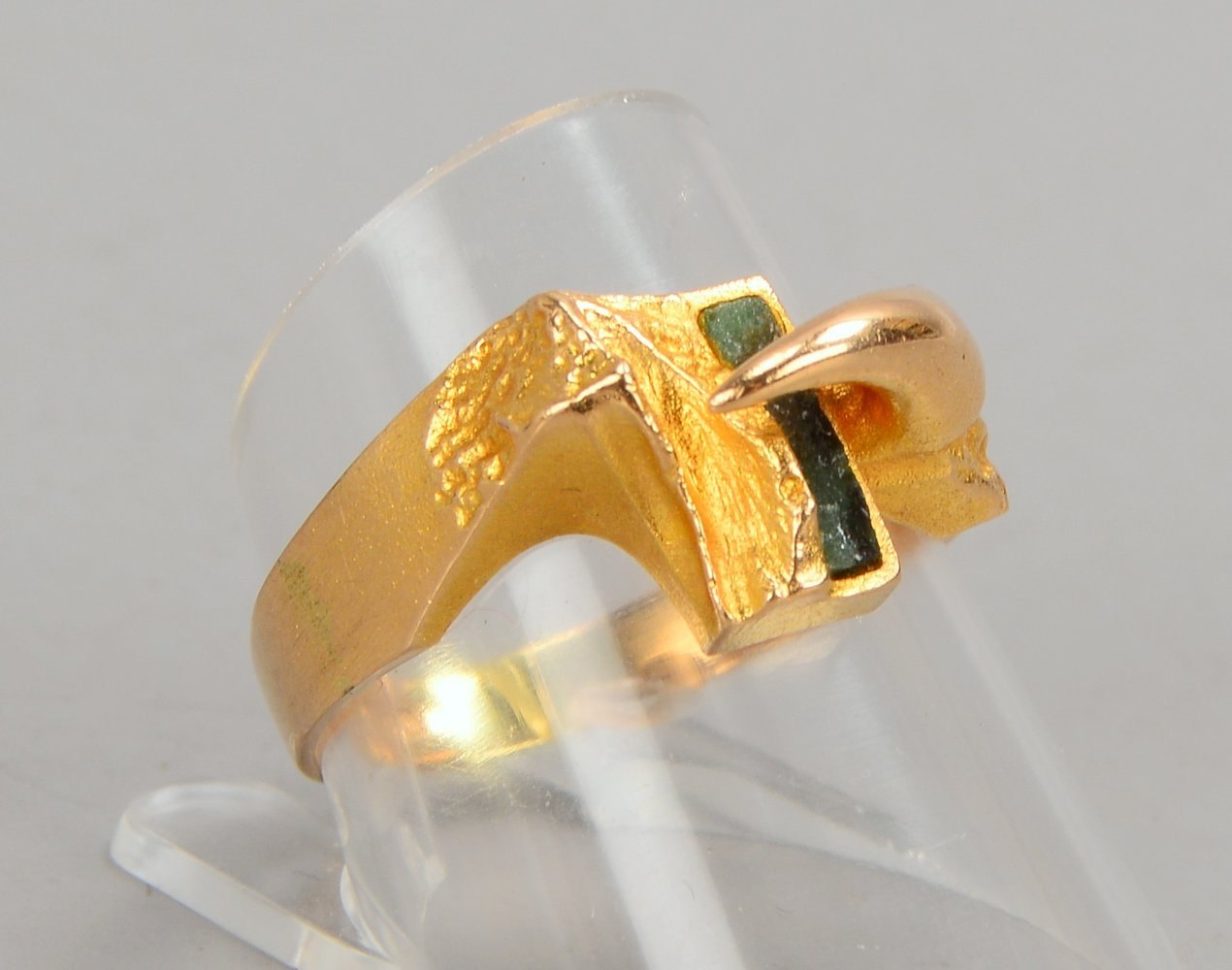 Lapponia/Finnland, Designer-Ring, 585 GG (gest.), Jadebesatz(?); RG 58, Gew. 4,60 g