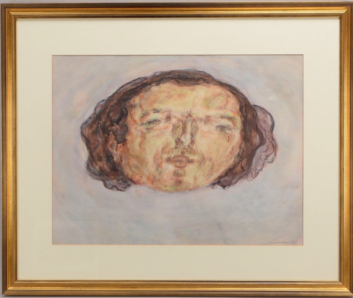Marwan, 'Kopf', Aquarell, unten re. bleisign./dat. (19)'71', unter PP hinter Glas