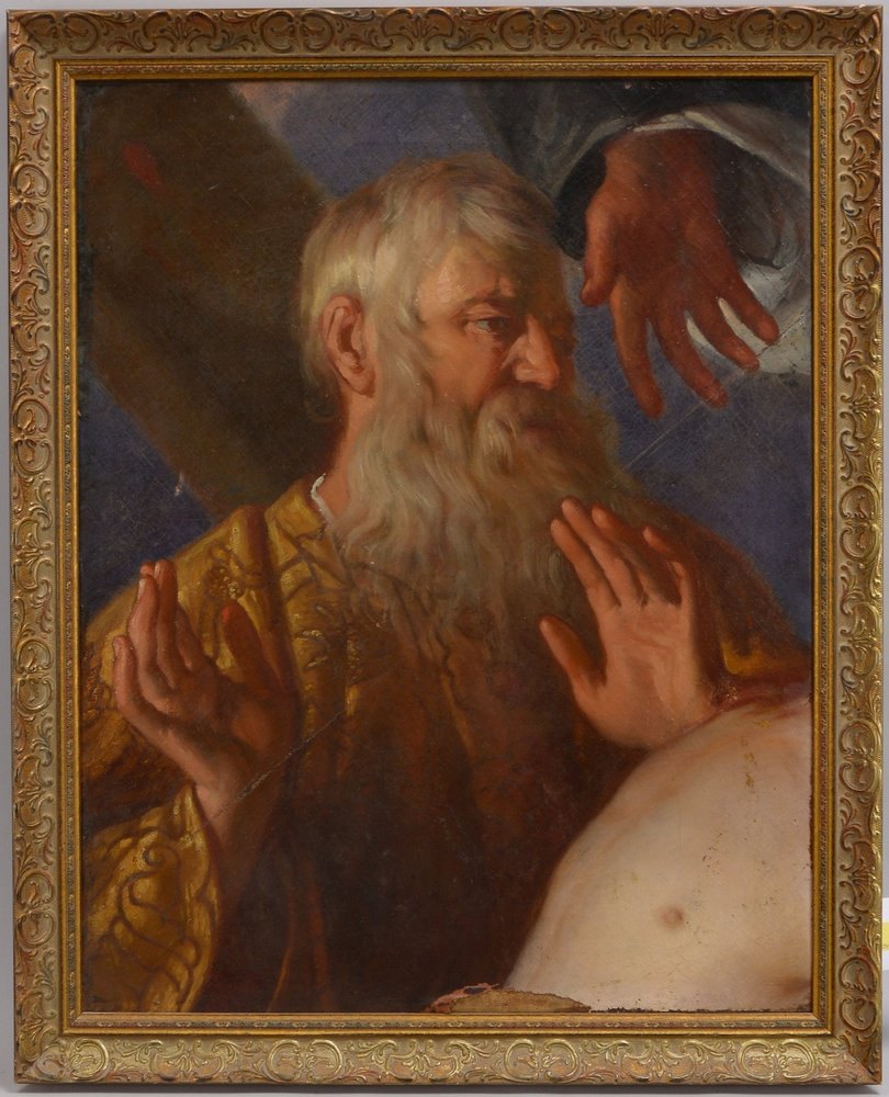 Sakralmaler, 'Abbitte des Pontius Pilatus(?) nach Kreuzigung Jesu', Öl/Lw