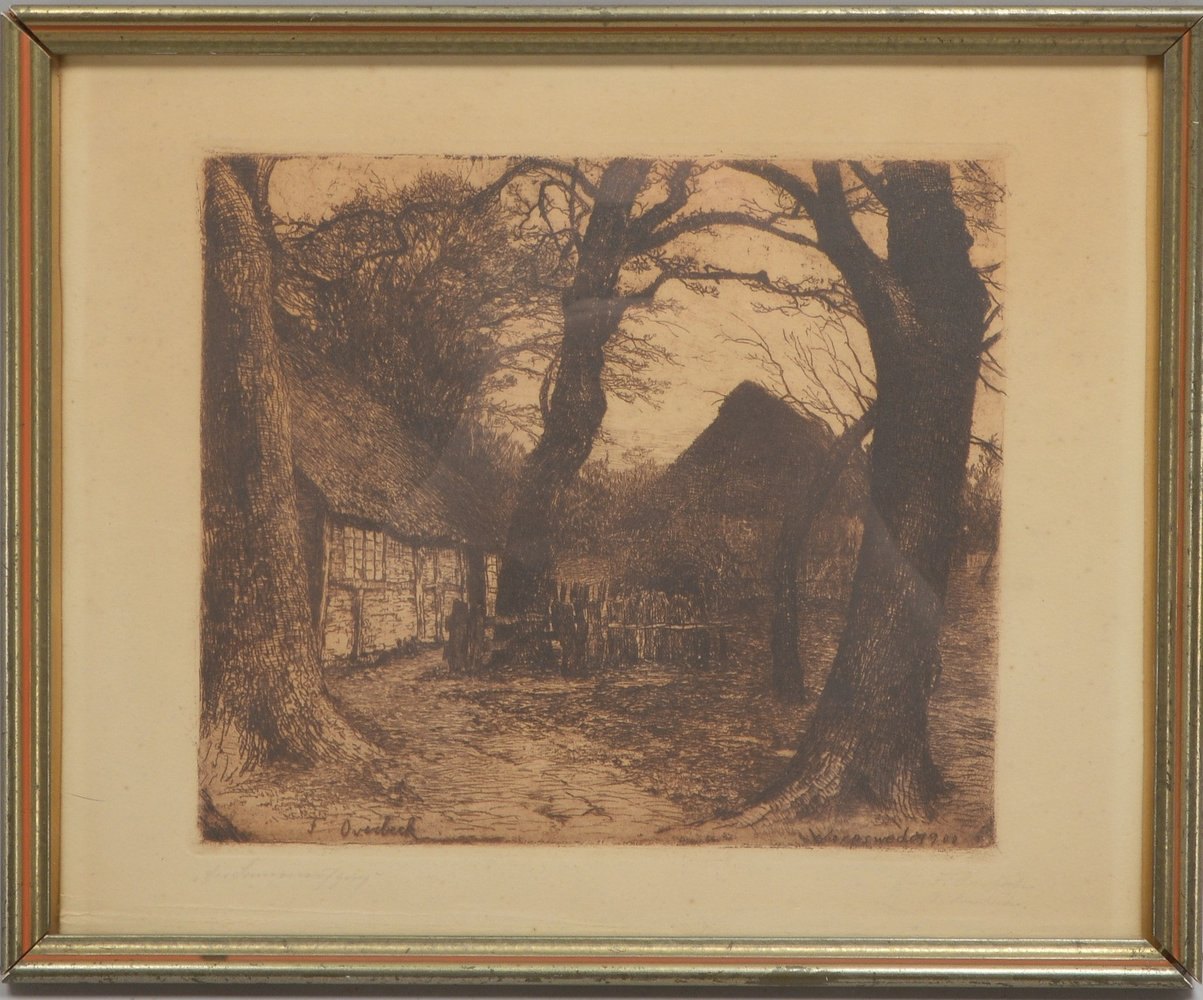 Overbeck, Fritz, 'Vor Sonnenaufgang', Radierung, in der Platte sign., ortsbez./dat.