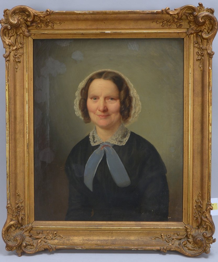 Gemälde (Biedermeier), 'Frau mit Kopfbedeckung', Öl/Lw, unsigniert