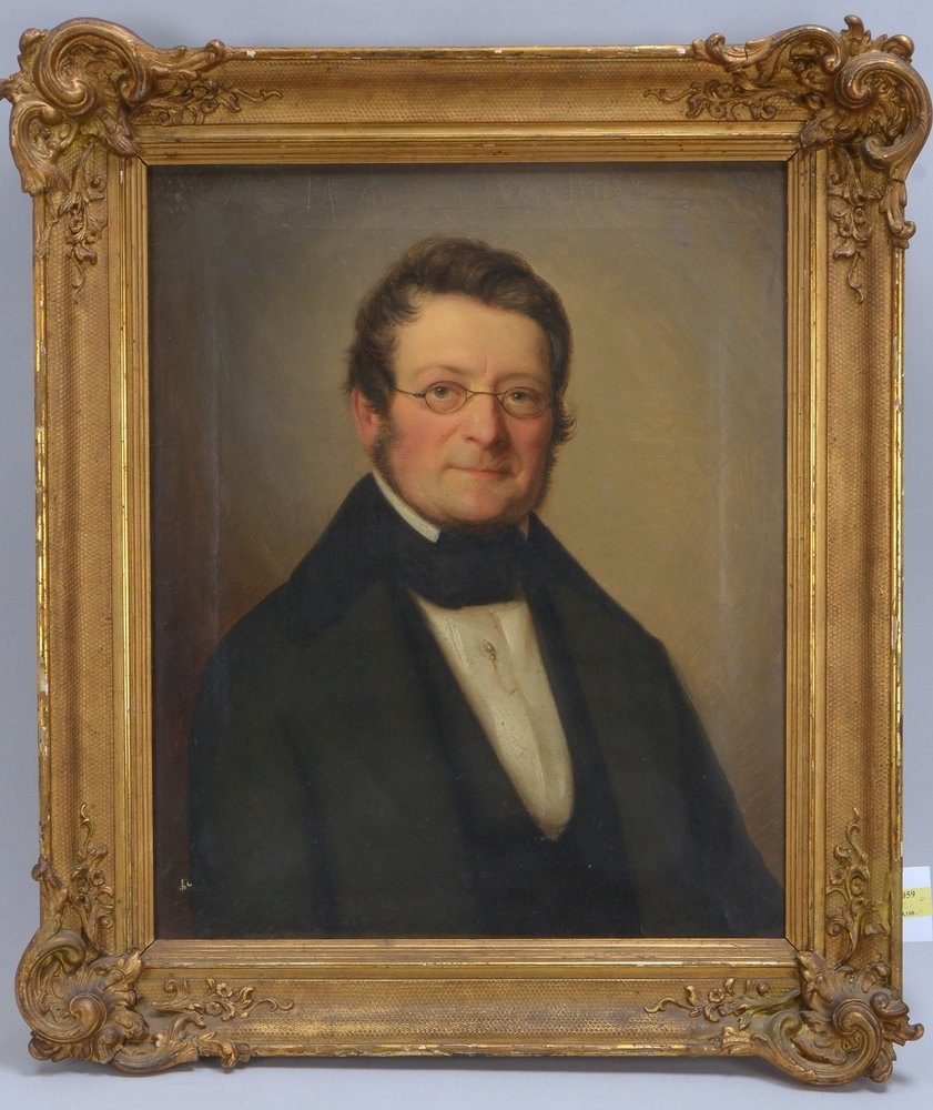 Gemälde (Biedermeier), 'Herrenportrait', Öl/Lw, unsigniert