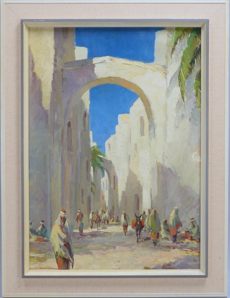 Nowak, 'Altstadtgasse in Tunis', Öl/Lw, signiert; Bildmaße 70,5 x 50,5 cm