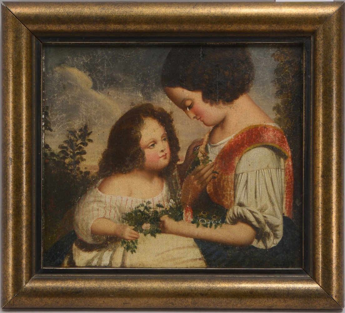 Gemälde, 'Mutter mit Kind', Öl auf Leinwand/auf Platte gezogen, unsigniert