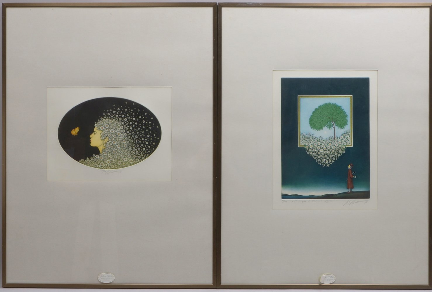 Kühn, Volker, 2 Farbradierungen, bleisign./dat. (19)'84', gerahmt