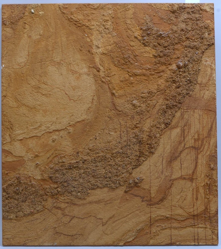 Steinrelief, Sand/Mixed Media auf Holz, verso bez., ortzbez. 'Dassendorf' und dat.