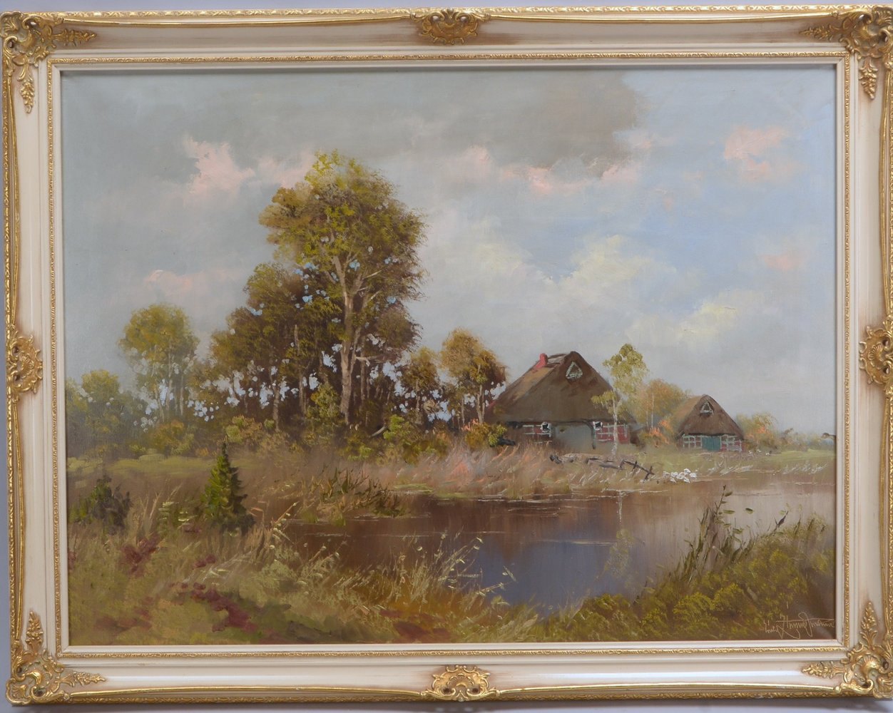 Zimmermann, Erich, 'Moorhof am Teich', Öl/Lw, unten rechts signiert