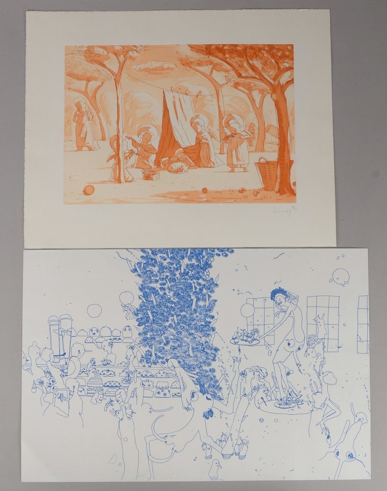 2 Farbradierungen (Ed. Griffelkunst), jeweils sign.: Shishkin, Dasha, und Knap, Jan