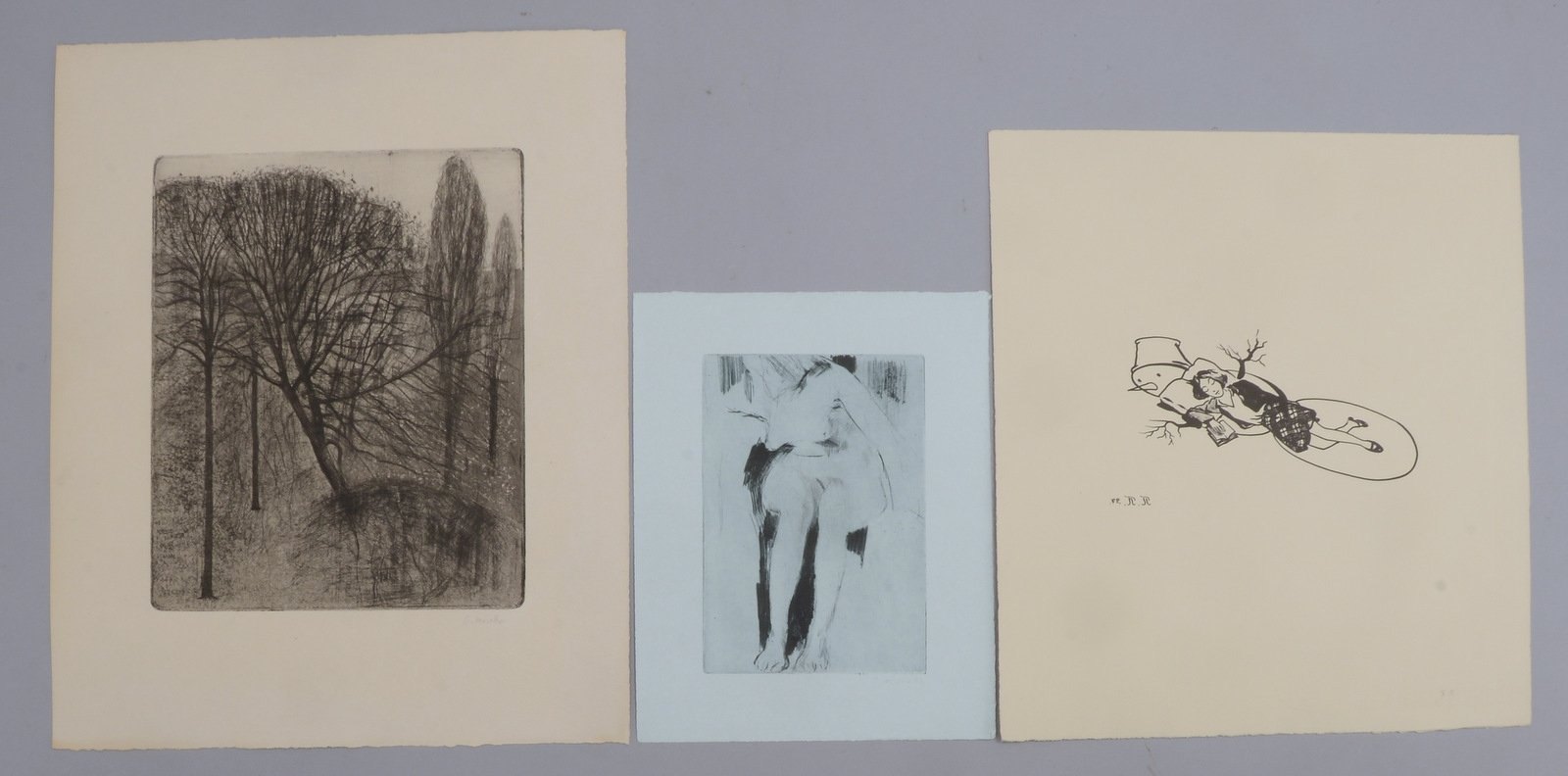 3 Radierungen (Ed. Griffelkunst), sign., unger.: Peperstein, Pavel, und Heiseke, Otto