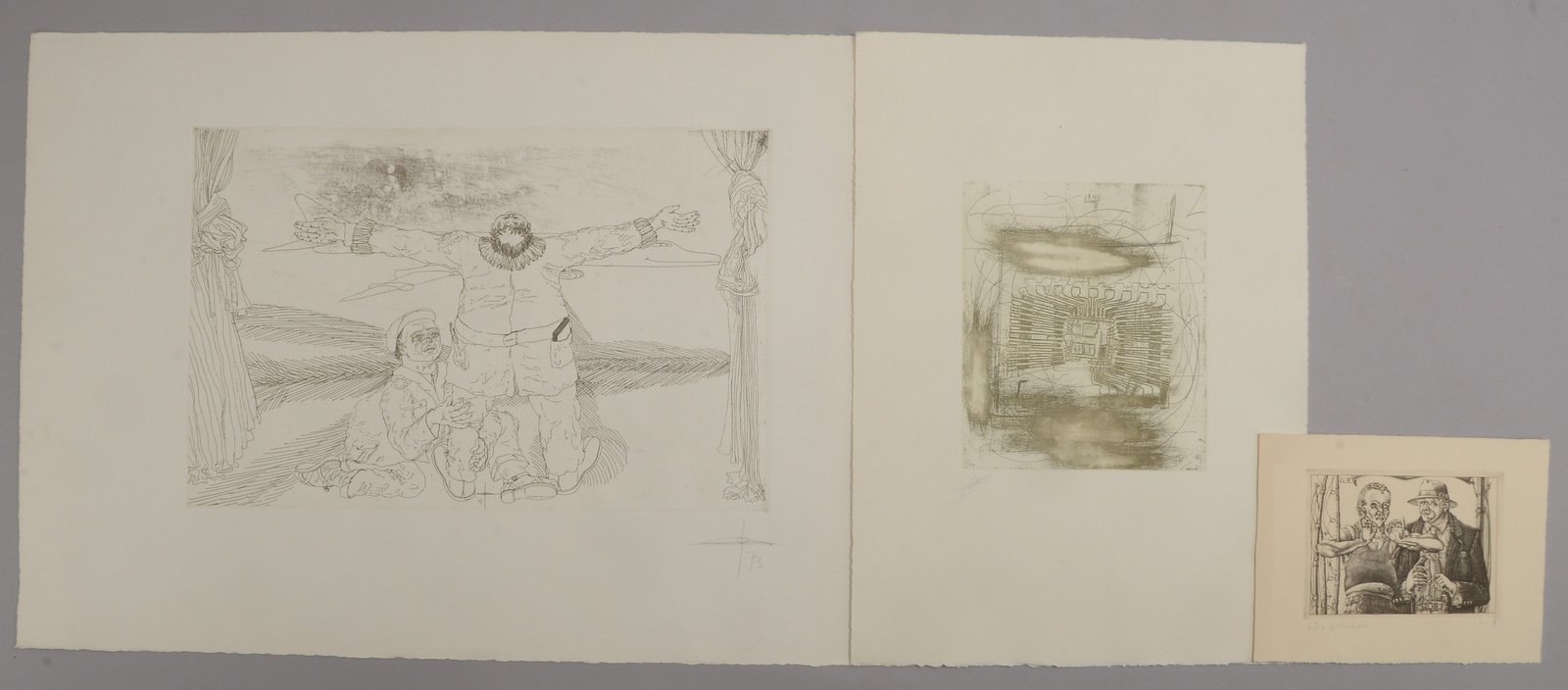 3 Radierungen (Ed. Griffelkunst), sign., unger.: Zettl, Baldwin, und 2x unbekannt