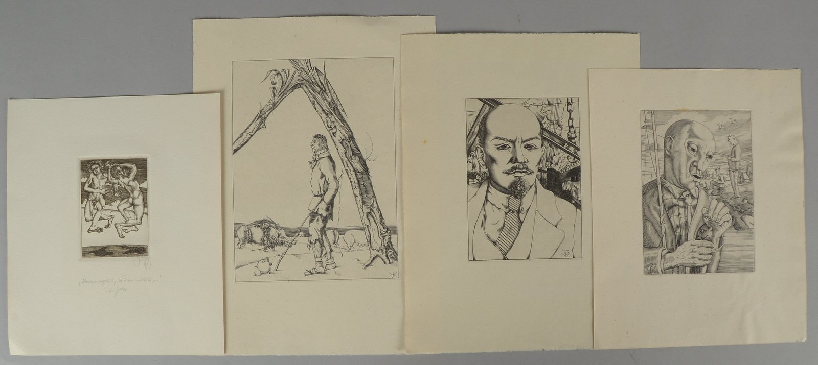 4x Radierungen (Edition Griffelkunst), signiert: 3x Wüsten, Joh., und 1x Zettl, B.