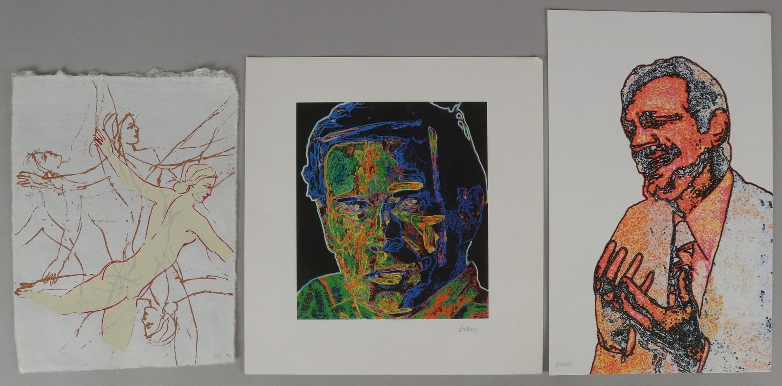 3x Siebdrucke (Edition Griffelkunst), signiert: 2x Golub, Leon, und 1x Spero, Nancy