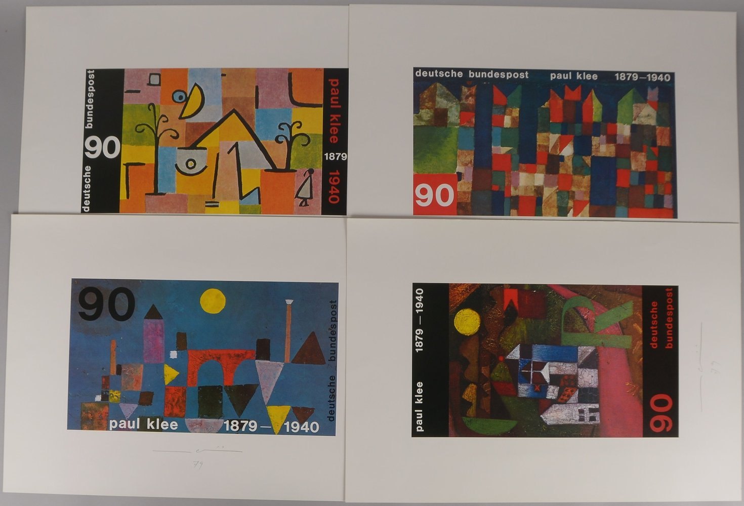 Klee, Paul, 'Deutsche Bundespost 1990' - untersch. Entwürfe, 4x Plakate/Offset
