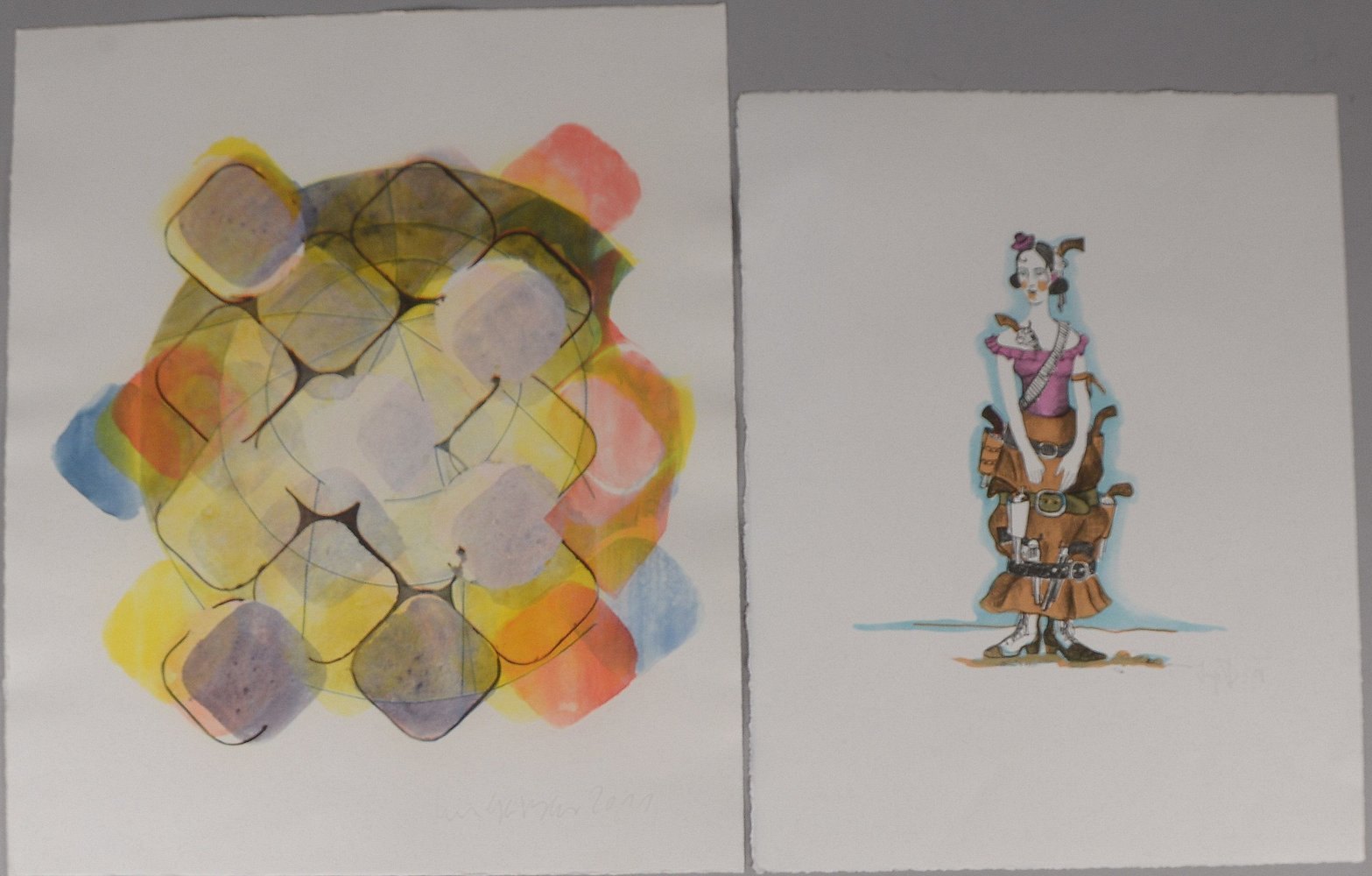 Pries, Inge/Geißler, Ina(?), 2 Lithografien (Ed. Griffelkunst), jeweils bleisigniert