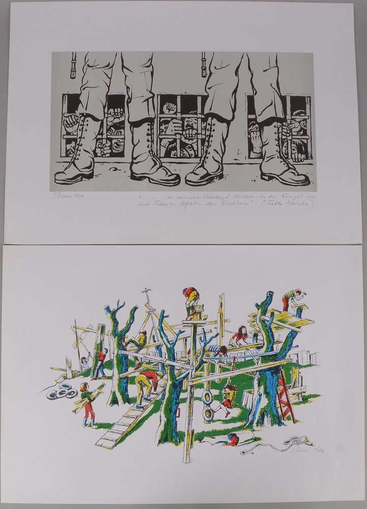 Dunco, Günther, 2 Siebdrucke, versch. Motive, signiert und datiert '1974'