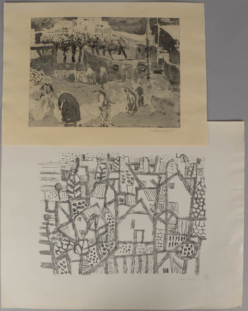 2 Grafiken (Ed. Griffelkunst): Bergheer, E., Lithografie; Werkmeister, W., Radierung
