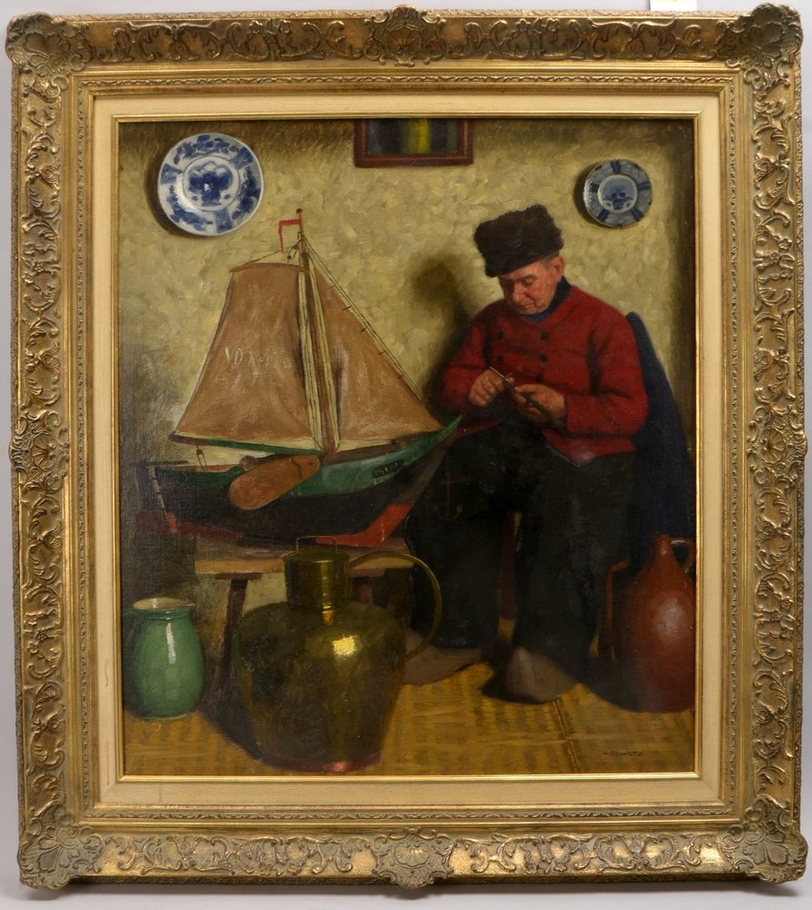 Gdanietz, Wilhelm, 'Modellbootschnitzer', Öl/Lw, unten rechts signiert