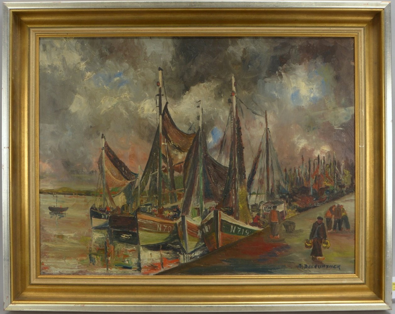 de Ceunynck, R., 'Fischerboote im Hafen', Öl/Lw, unten rechts signiert
