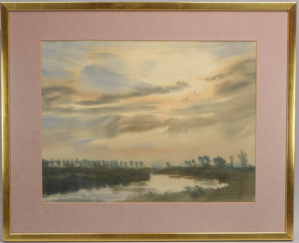 van Beek, Peter, 'Wümmelandschaft', Aquarell, unsign., unter PP hinter Museumsglas