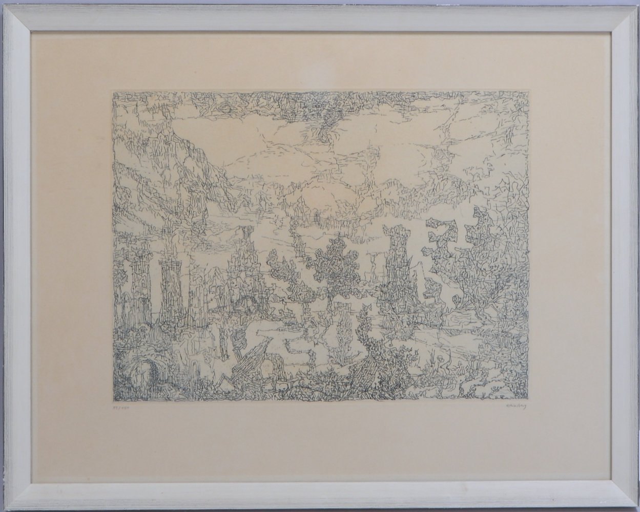 Eliasberg, Paul, 'Ephesus', Radierung, Auflage-Nr. '89/150'; Maße 49 x 63 cm
