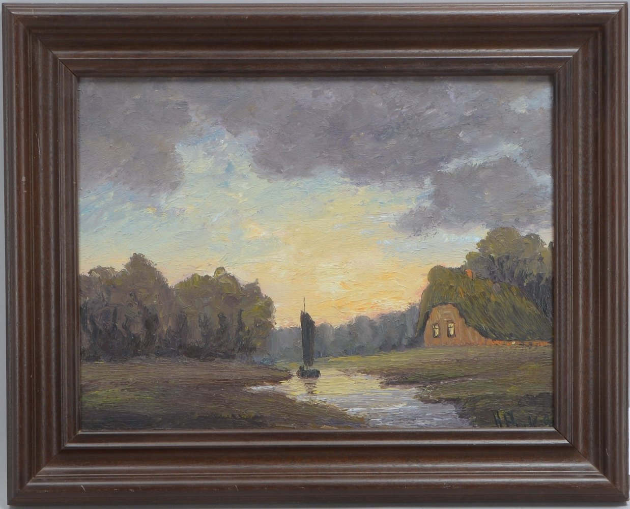 Pick, Hans, 'Torfkahn in der Abendsonne', Öl/Hf, unten re. sign. und datiert (19)'91'