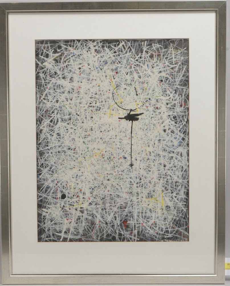 Kleiner, R.(alph-?), 'Abstraktion', Öl/Malkarton, hinter Glas gerahmt, sign./dat.