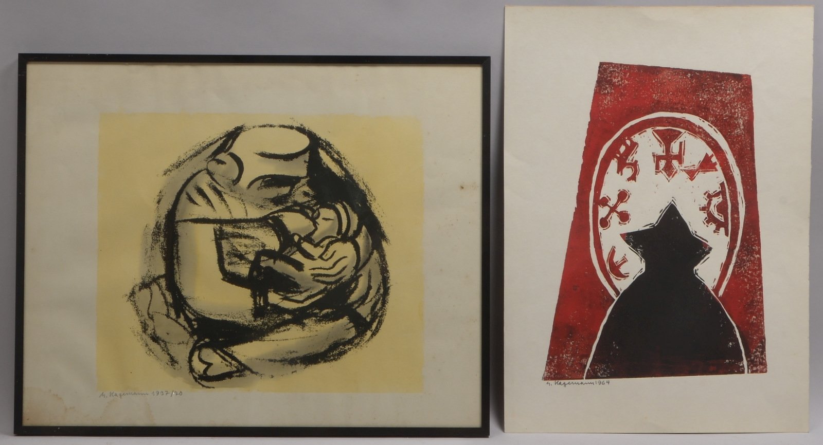 Hagemann, Gustav, 2 Serigrafien, jeweils bleisign.: 'Lappenfrau mit Kind', und 'O.T.'