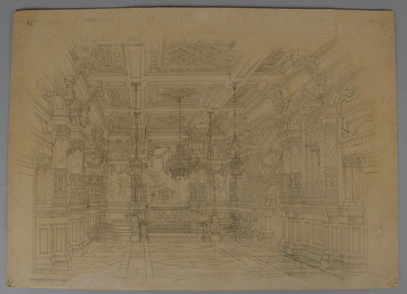 Gerst, Joh. K.J., 'Festsaal des Don Giovanni, IV. Bild'; Blei/Papier, sign./gest.