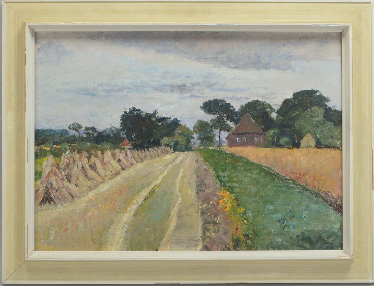 Huys, Bernhard, 'Feldweg mit Kornhocken', Öl/Malkarton, unten re. sign.