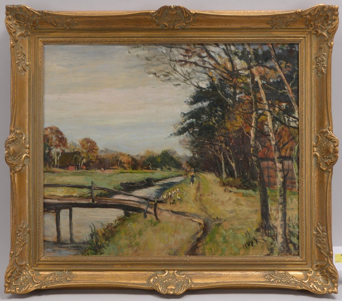 Huys, Bernhard, 'Steg am Torfkanal', Öl auf Hartfaser/ger., unten rechts signiert