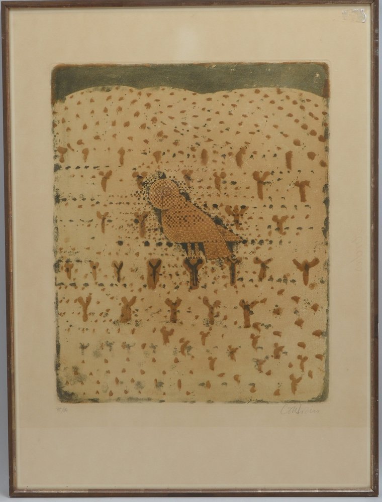 Farbradierung, 'Eule', Auflage-Nr. '75/80', unten re. sign./bez.(?) 'Confuzius'