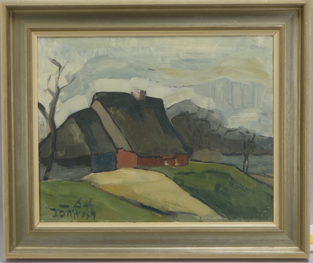 Jännsch, 'Bauernkate', Öl auf Hartfaser/gerahmt, unten li. sign./datiert (19)'64'