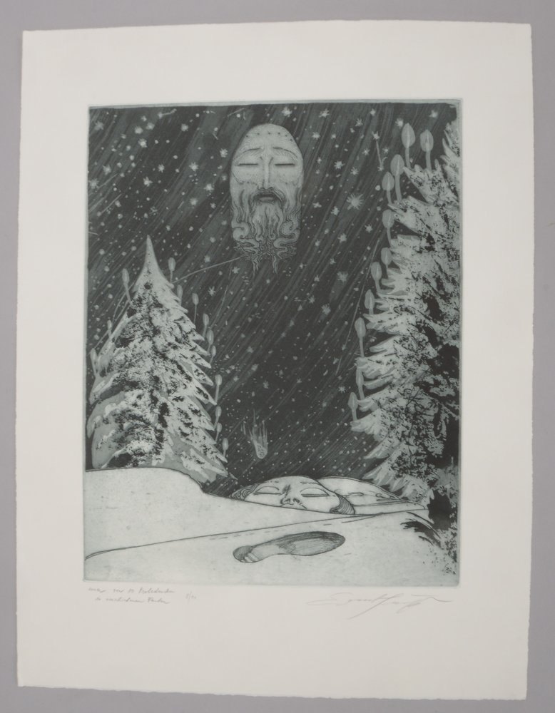 Fuchs, Ernst, 'Die verlorene Spur, II', Radierung, Aufl. '1/10'(!), sign./num. und bez.