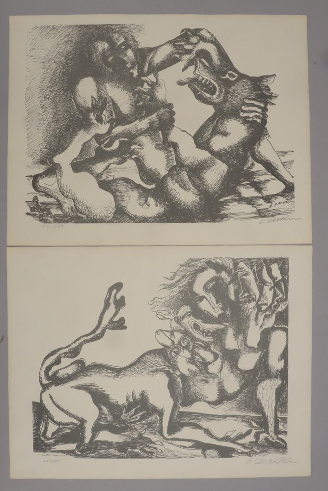 Zadkine, Ossip, 2 Lithografien aus 'Euripides - Die Arbeiten des Herkules', sign./dat.