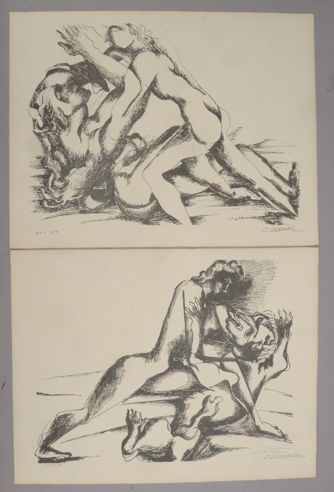 Zadkine, Ossip, 2 Lithografien aus 'Euripides - Die Arbeiten des Herkules', sign./dat.