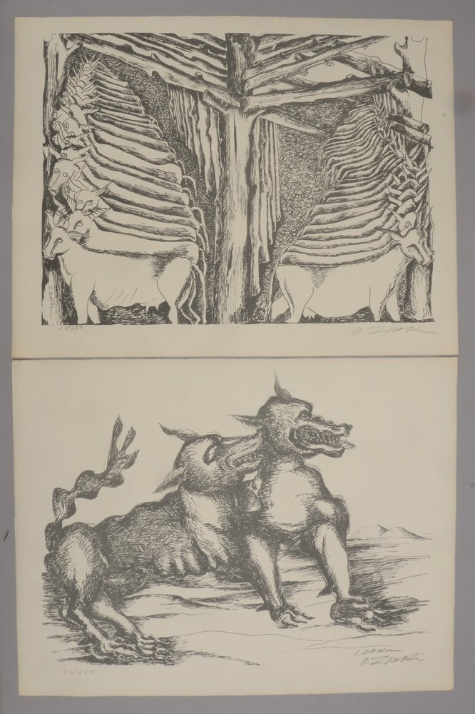 Zadkine, Ossip, 2 Lithografien aus 'Euripides - Die Arbeiten des Herkules', sign./dat.