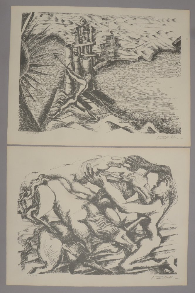 Zadkine, Ossip, 2 Lithografien aus 'Euripides - Die Arbeiten des Herkules', sign./dat.