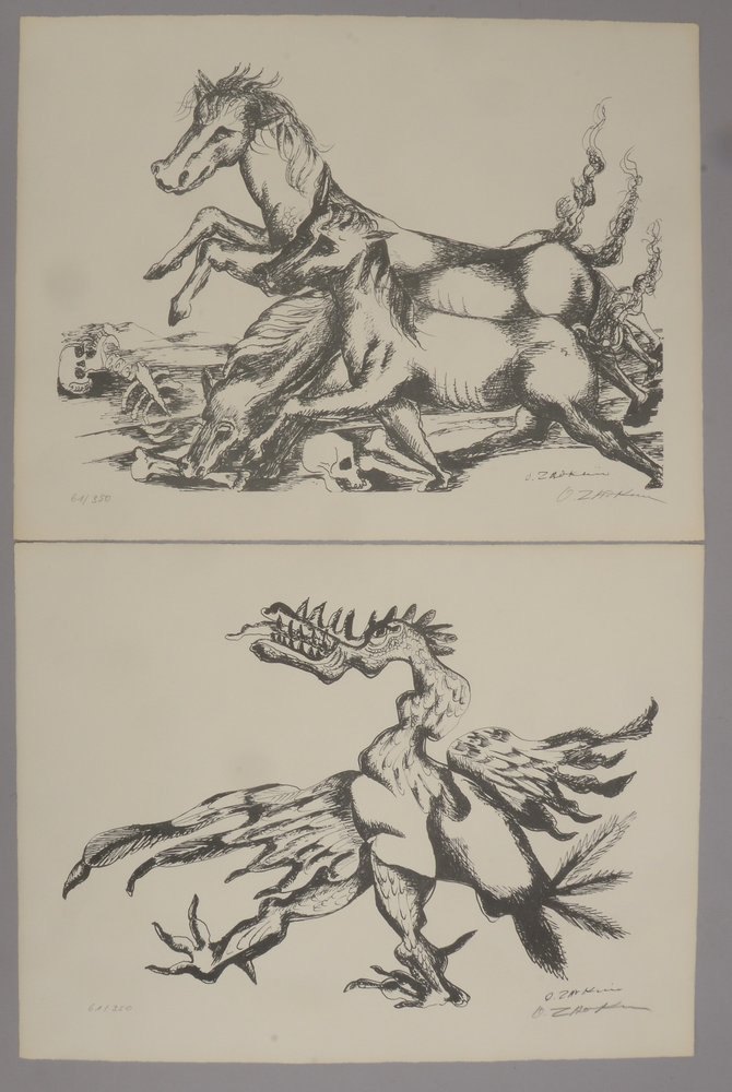 Zadkine, Ossip, 2 Lithografien aus 'Euripides - Die Arbeiten des Herkules', sign./dat.