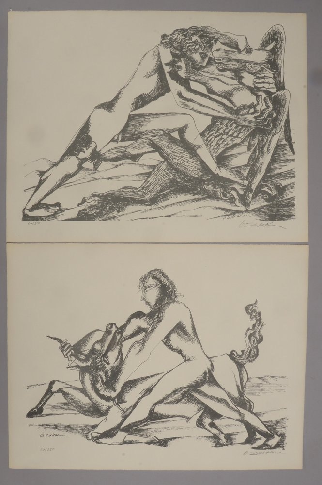 Zadkine, Ossip, 2 Lithografien aus 'Euripides - Die Arbeiten des Herkules', sign./dat.