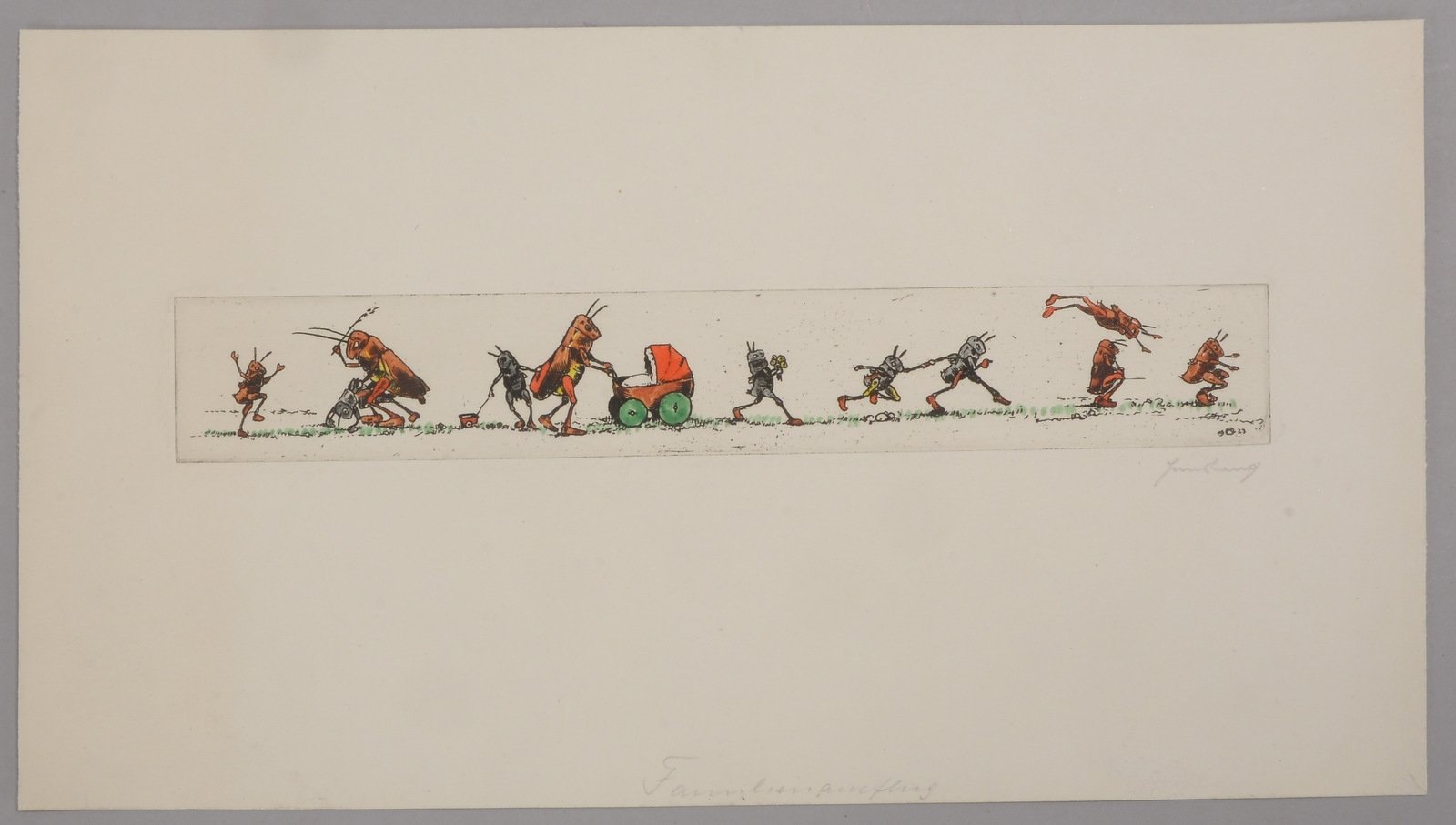 Lang, Hans, 'Familienausflug', Radierung, handsign., in der Platte dat. '1923'