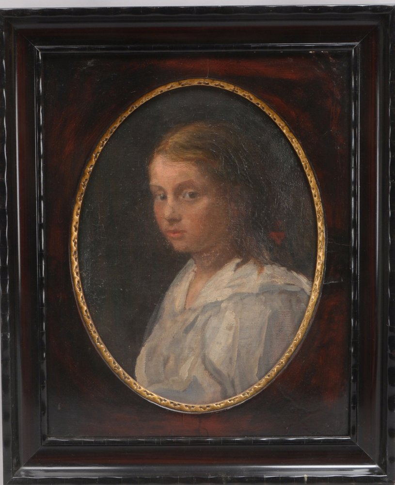 'Mädchenportrait', Öl/Lw, unsign., in Rahmen mit ovalem Ausschnitt