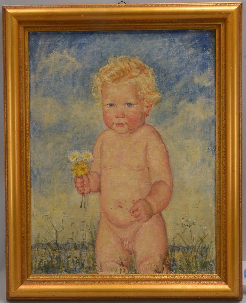 Linde-Wather, Heinrich, 'Kind auf der Wiese', Öl/Lw, unsigniert/Rahmen bez.