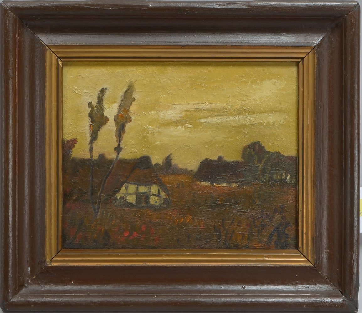 Schmitt, Andreas (Worpswede), 'Landschaft mit Gehöft', Öl/Holz, monogr.