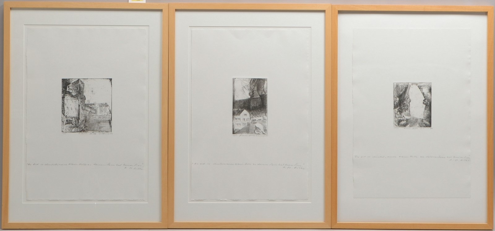 Schmitz, Wolfgang, 3x Radierungen, 'Kleine Helle', sign./mit Rilke-Gedicht