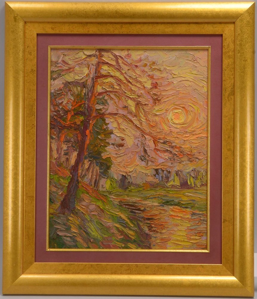 Shilinzev, Sergei, 'Spring on River Sherna', Spachteltechnik auf Leinwand/gerahmt, verso signiert