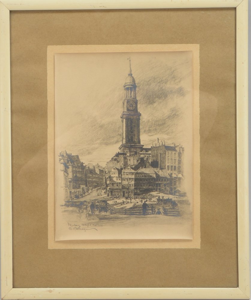 Kallmorgen, F., 'St. Michaelis-Kirche (Michel) 1905', Lithografie, im Stein sign./dat.
