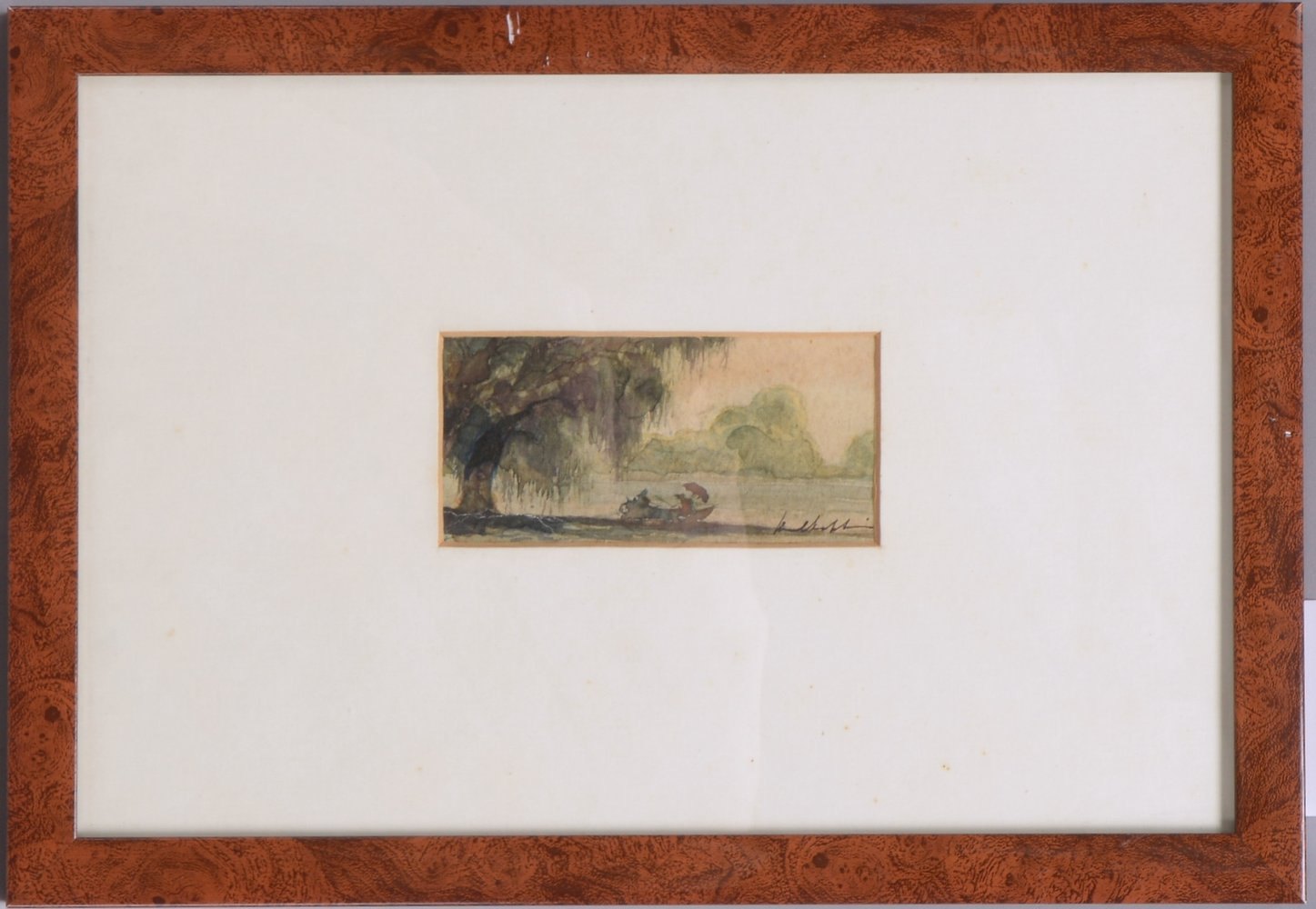 Miniaturbild, 'Bootsfahrt auf dem See', Aquarell, unten re. sign., hinter Glas